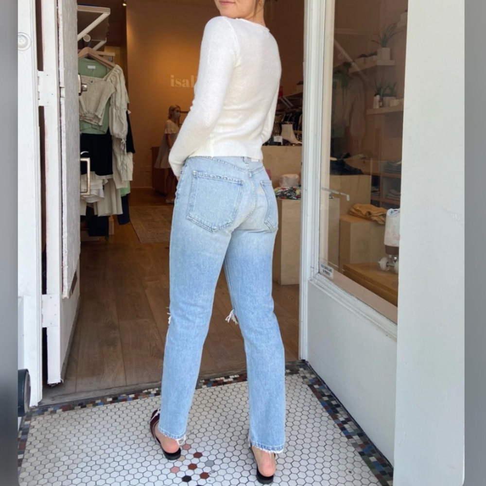 AGOLDE Riley Ripped Crop  Straight Leg Jeans - Picture 4 of 6